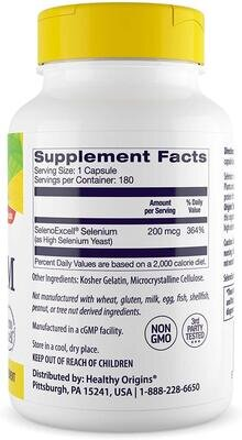 Селен Healthy Origins Seleno Excell 200 мкг, 180 капсул