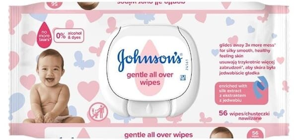 Серветки вологі Johnson's Baby Ніжна турбота дитячі, 56 шт