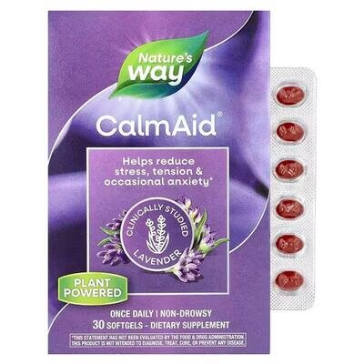 Заспокійливе з лавандою Nature's Way CalmAid Clinically Studied Lavender, 30 м'яких капсул
