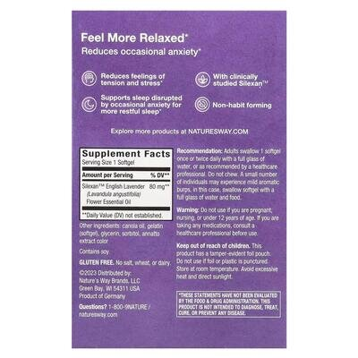 Заспокійливе з лавандою Nature's Way CalmAid Clinically Studied Lavender, 30 м'яких капсул