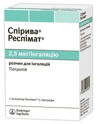 Спірива респімат розчин д/інг. 2.5 мкг/інг по 4 мл (60 доз) у картр. з інг-ром Респімат®