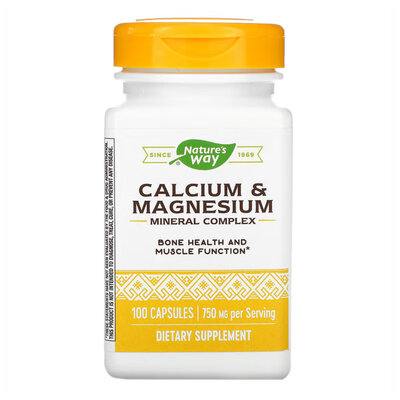 Кальцій та магній Nature's Way Calcium-Magnesium, 100 капсул