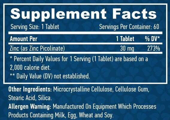 Цинк піколінат Haya Labs Zinc Picolinate 30 мг, 60 таблеток