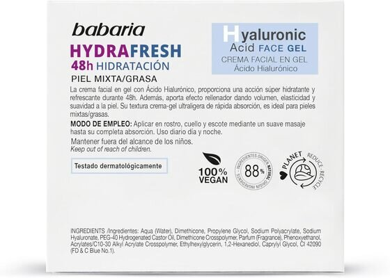 Крем для обличчя Babaria Hyaluronic Acid гідрогелевий з гіалуроновою кислотою, 50 мл