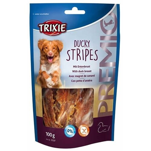 Ласощі для собак Trixie 31537 Ducky Stripes Качине філе, 100 г