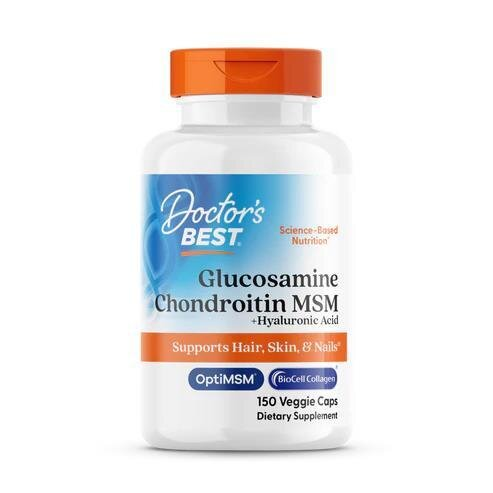 Глюкозамін Хондротин МСМ + Гіалуронова кислота Doctor's Best Glucosamine Chondroitin MSM +Hyaluronic Acid, 150 капсул