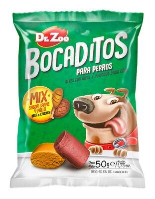Ласощі для собак Dr.Zoo Bocaditos Закуска МІКС курка+яловичина, 50 г