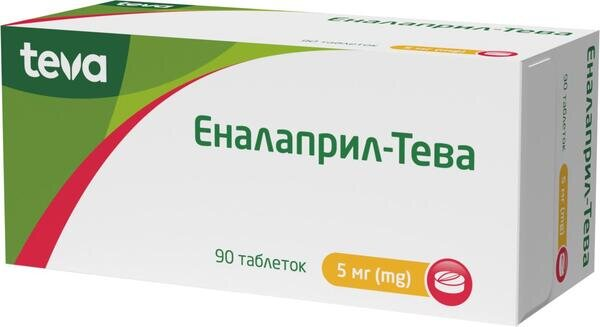Еналаприл-Тева таблетки по 5 мг №90 (10х9)