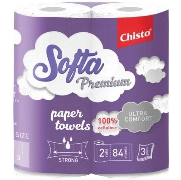 Паперові рушники Chisto Softa Premium 3-х шарові, 2 рулони