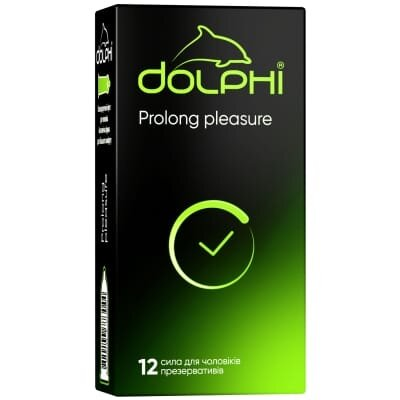 Презервативи латексні Dolphi Prolong pleasure анатомічні з анестетиком, 12 штук