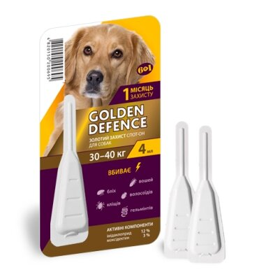 Краплі на холку Palladium Golden Defence від паразитів для собак вагою від 30 до 40 кг, 1 піпетка