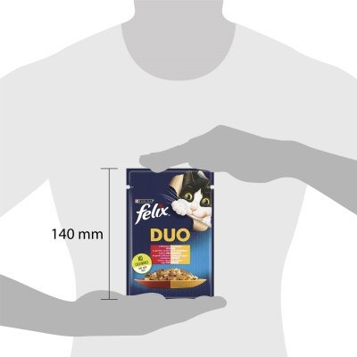 Корм вологий для кішок Purina Felix Fantastic Duo шматочки в желе з яловичиною та птицею, 100 г