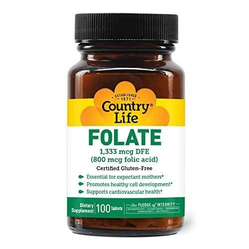 Фолієва кислота Country Life Folic Acid 800 мкг, 100 таблеток