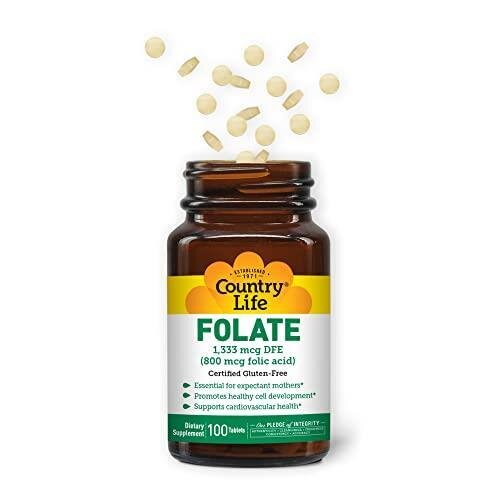 Фолієва кислота Country Life Folic Acid 800 мкг, 100 таблеток