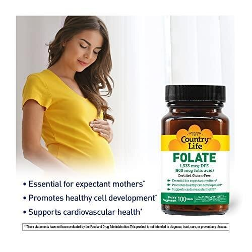 Фолієва кислота Country Life Folic Acid 800 мкг, 100 таблеток