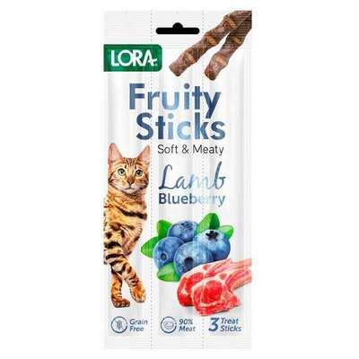 Ласощі для котів Lora Fruity Sticks жувальні з ягням і чорницею, 3 палички по 5 г