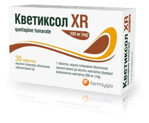 Кветиксол XR таблетки, в/плів. обол., прол./д. по 200 мг №30 (10х3)