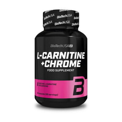 Карнітин тартрат з хромом Biotech L-Carnitine + Chrome, 60 капсул