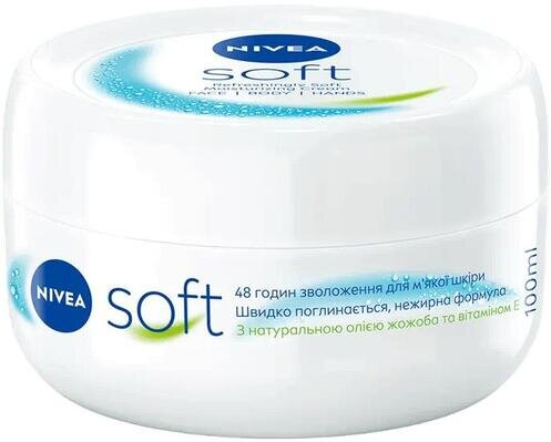 Крем Nivea Soft Інтенсивний зволожуючий для обличчя, рук та тіла (89059), 100 мл