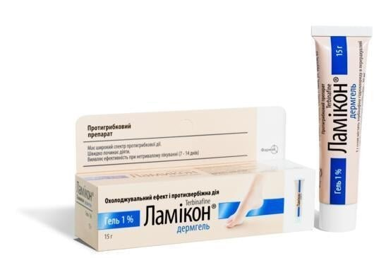 Ламікон дермгель гель 1 % по 15 г у тубах
