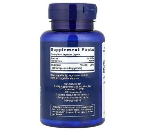 Магнію гліцинат Life Extension Magnesium Glycinate 105 мг, 90 капсул