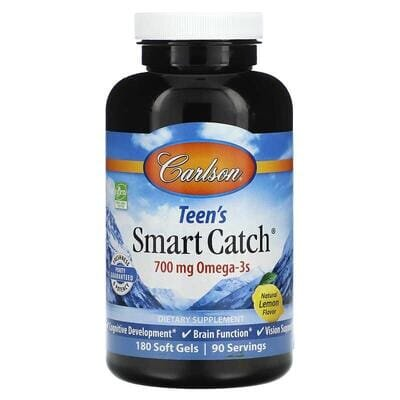 Омега-3 для підлітків Carlson Labs Teens Smart Catch смак лимон, 180 желатинових капсул