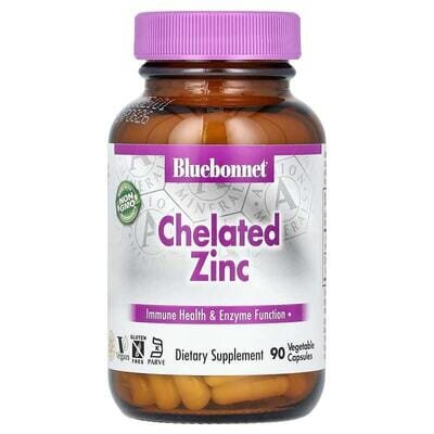 Цинк хелатний Bluebonnet Nutrition Chelated Zinc , 90 рослинних капсул