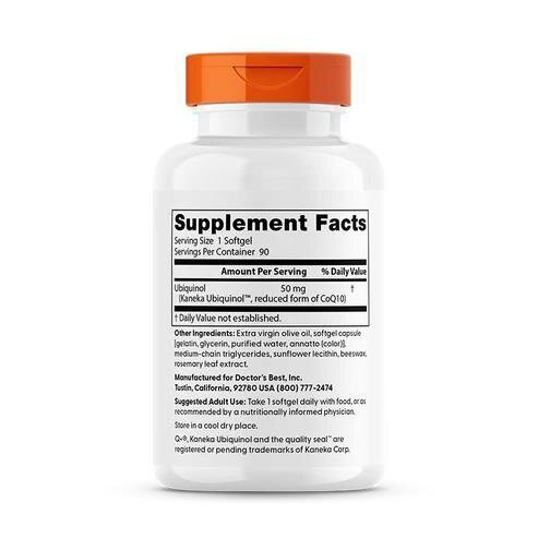 Убіхінол Doctor's Best Ubiquinol with Kaneka 50 мг, 90 желатинових капсул