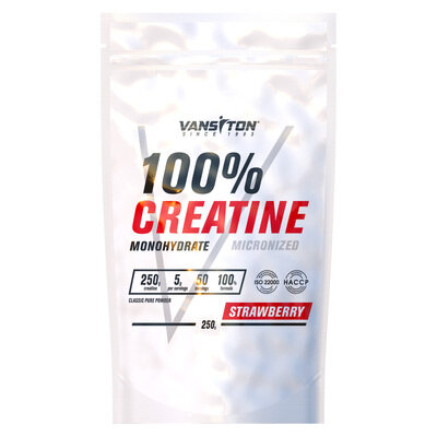 Креатину моногідрат Vansiton 100% Creatine, полуниця, 250 г