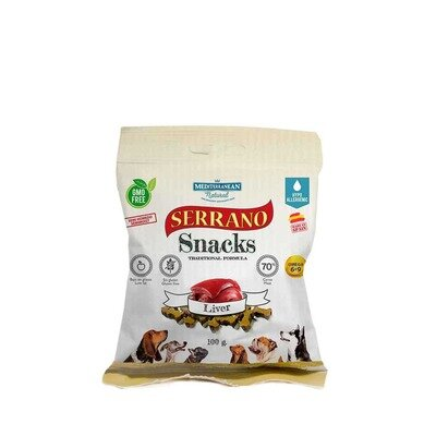 Ласощі для собак Mediterranean Natural Serrano Snacks з лівером, 100 г