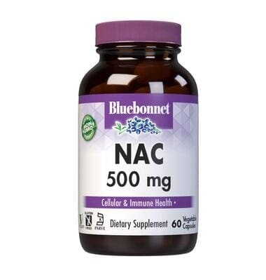Аминокислота N-Ацетил-L-Цистеин 500 мг Bluebonnet Nutrition NAC, 60 гелевих капсул