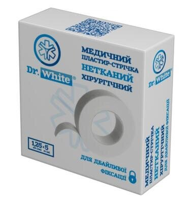 Пластир-стрічка Dr.White нетканий хірургічний нестерильний 1,25 см x 5 м