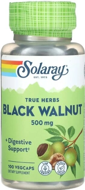 Чорний горіх Solaray Black Walnut 500 мг, 100 капсул