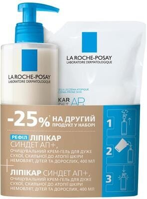 Набір La Roche-Posay Lipikar Syndet AP+ (Очищувальний крем-гель для дуже сухої, схильної до атопії шкіри немовлят, дітей та дорослих, 400 мл + рефіл)