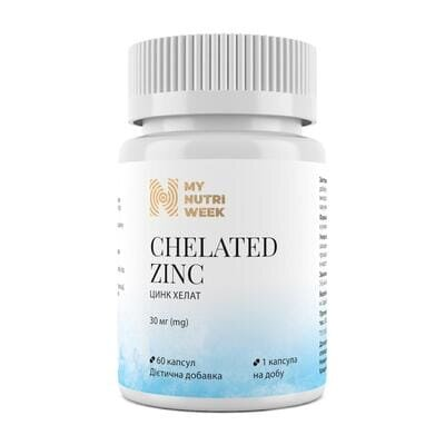 Цинк хелат My Nutri Week Chelated Zinc 30 мг, 60 капсул