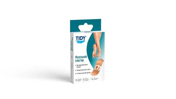 Пластир мозольний Tidy для видалення сухих мозолiв, 2 см х 6 см, 5 штук