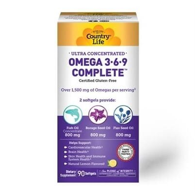 Омега 3-6-9 Country Life Omega 3-6-9 Complete ультра концентровані, 90 м'яких капсул