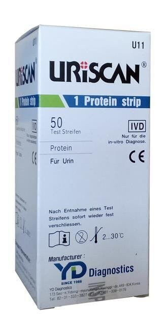 Тест-смужки URISCAN U11 Protein strip для дослідження сечі (білок), 50 штук у флак.