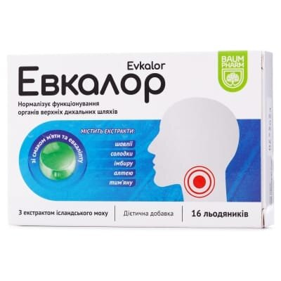 Евкалор Baum Pharm льодяники зі смаком м'яти та евкаліпту №16 (8х2)