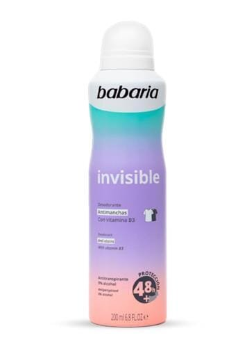 Дезодорант-антиперспірант спрей Babaria Invisible 48h проти плям з вітаміном B3, 200 мл