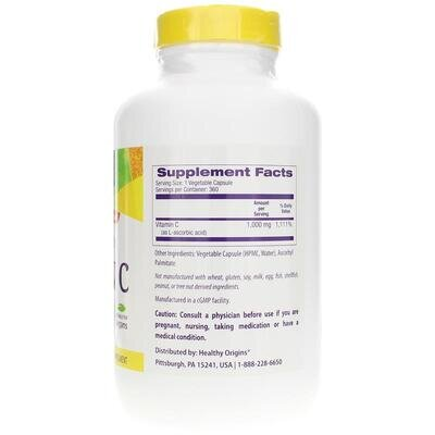 Вітамін С (L-аскорбінова кислота) Healthy Origins Vitamin C 1000 мг, 360 вегетаріанських капсул