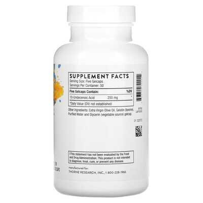 Формула SF722 (Ундециленова Кислота) Thorne Research Undecylenic Acid (Formula SF722) капсули №250