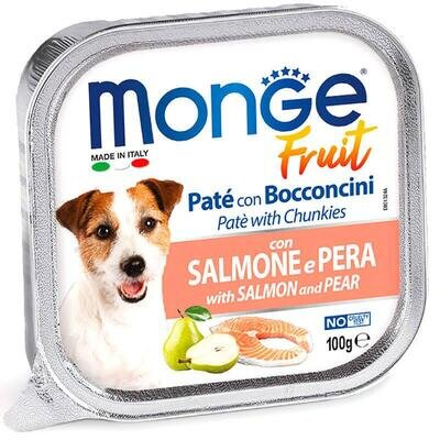 Корм вологий Monge Dog Fruit паштет для собак, лосось з грушею, 100 г