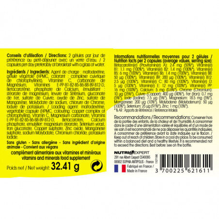 Комплекс Nutri Expert 22 Vitamines & Mineraux 22 Вітаміни та мінерали, 60 капсул