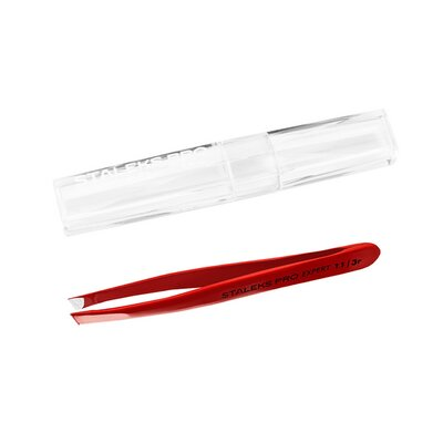 Пінцет для брів Staleks Expert 11 широкі скошені кромки, тип 3 Red