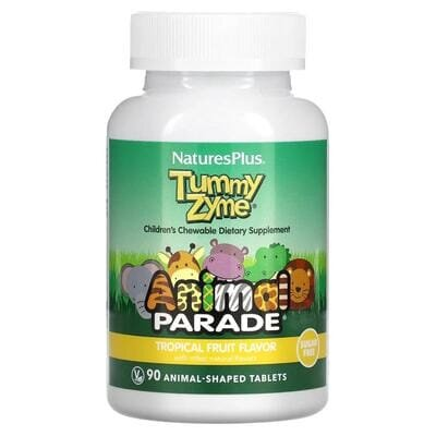Ферменти з пробіотиками для дітей Nature's Plus Tummy Zyme Animal Parade тропічні фрукти, 90 таблеток
