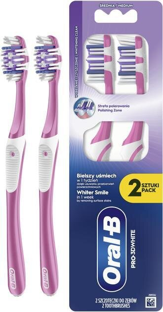 Зубна щітка Oral-B Pro 3D White Відбілювання 40 середньої жорсткості, 2 шт