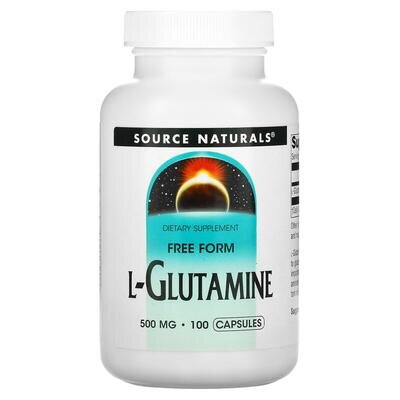 Глутамін Source Naturals L-Glutamine 500 мг, 100 капсул