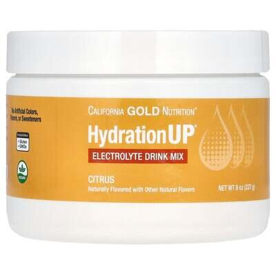 Суміш California Gold Nutrition HydrationUP для приготування напою з електролітами цитрус, 227 г