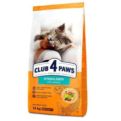 Корм сухий Club 4 Paws для дорослих стерилізованих кішок Преміум з лососем, 14 кг